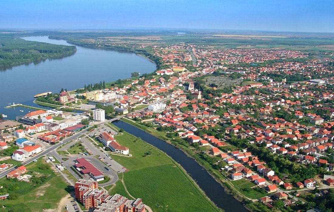 Panorama view of Vukovar and Danube River